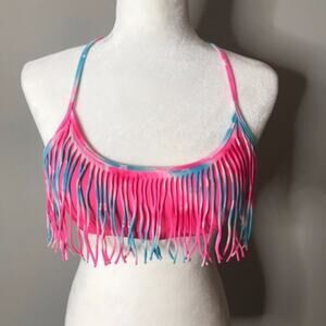 PINK Stars And Stripes Fringe Bikini Top Size L